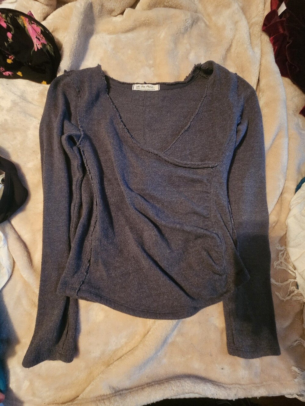 We The Free Gray Wrap-front Sweater - M